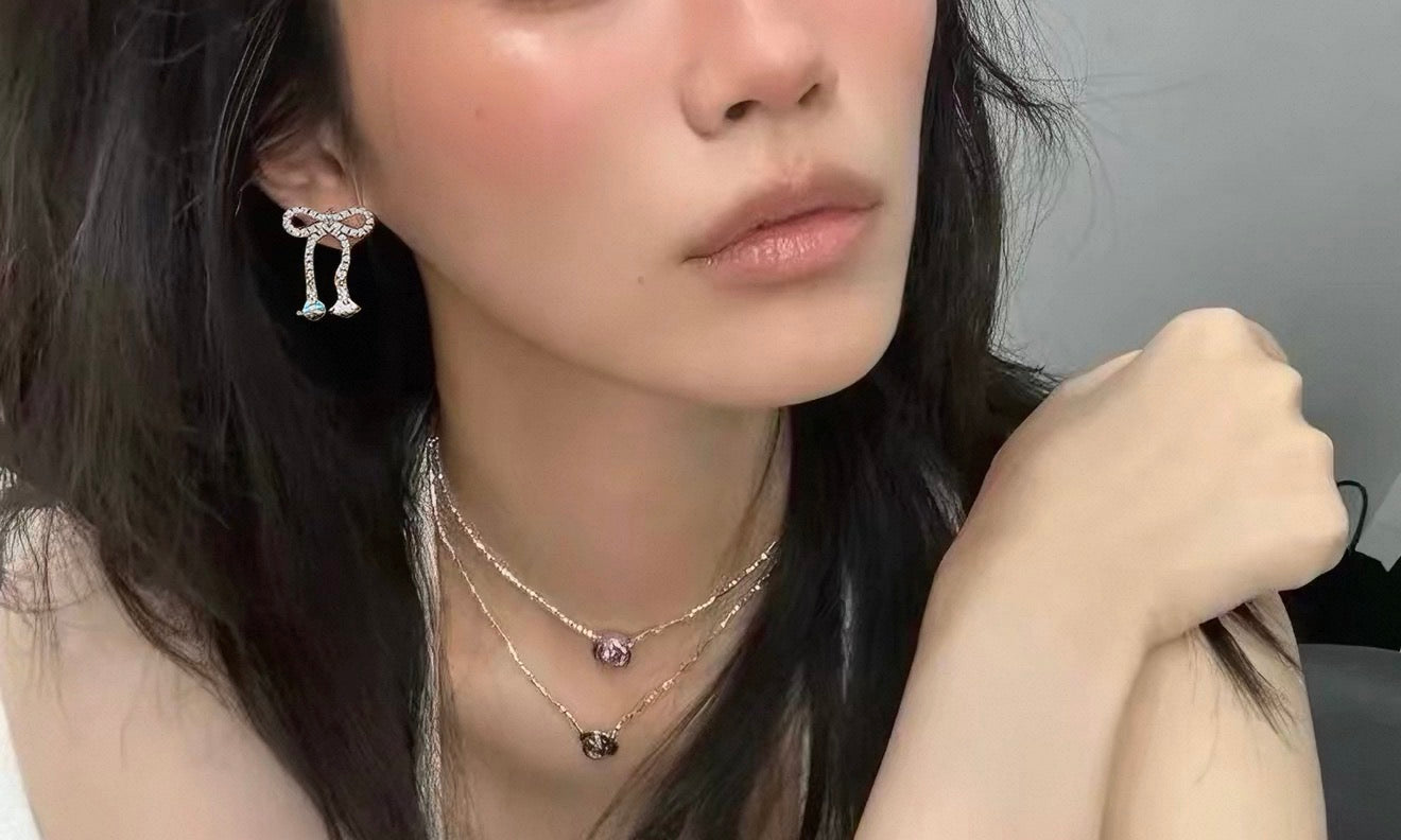 VW Ribbon Orb Drop Earrings