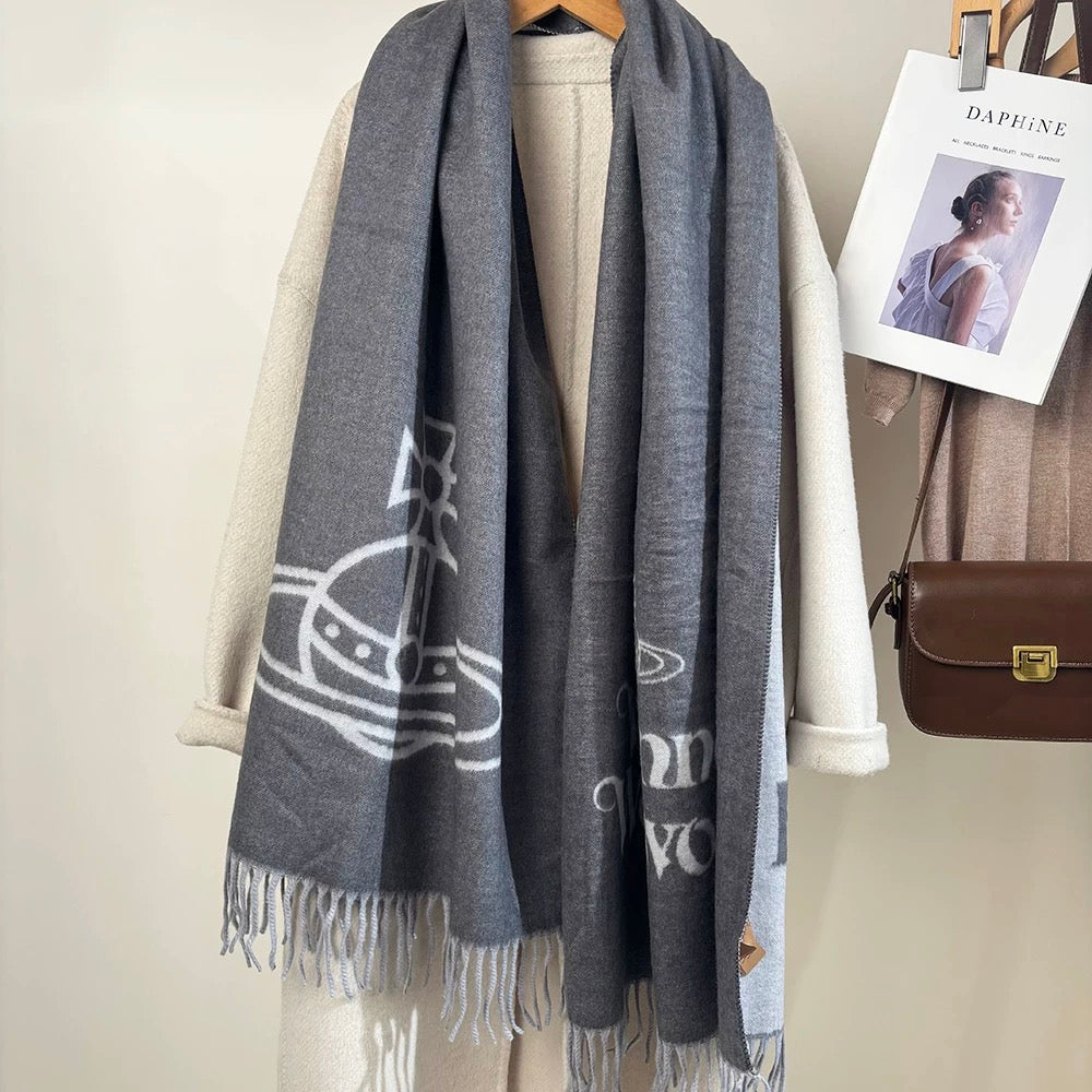VW Single Orb And Lettering Scarf - Grey