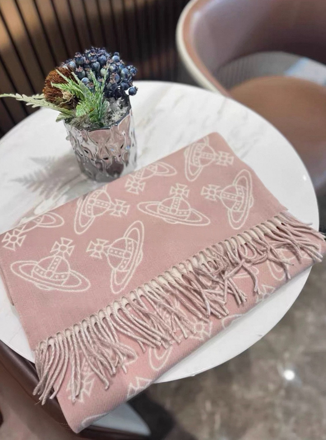 VW Double Side Allover Orb Print Scarf - Pink