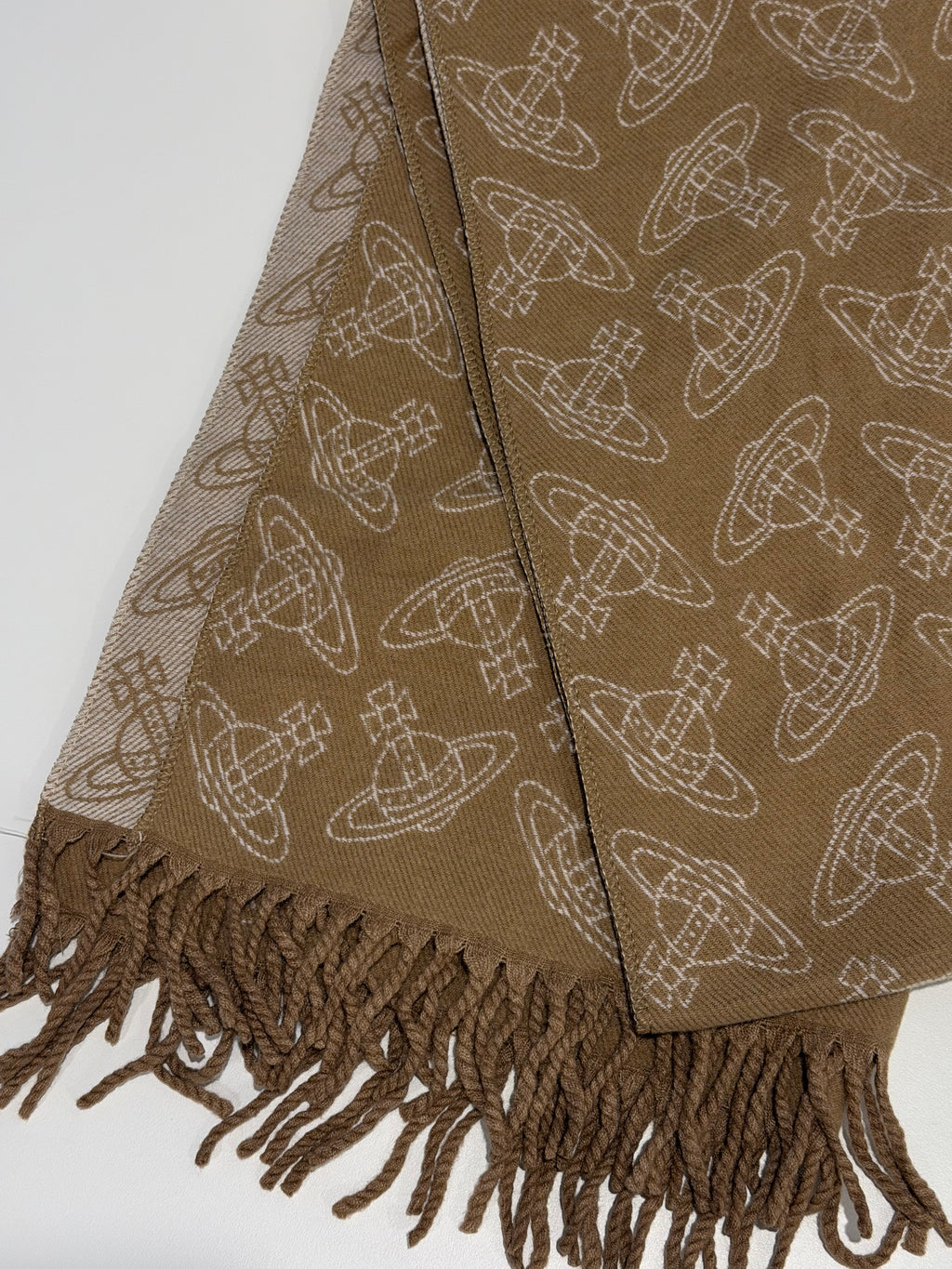 VW Double Side Allover Orb Print Scarf - Brown