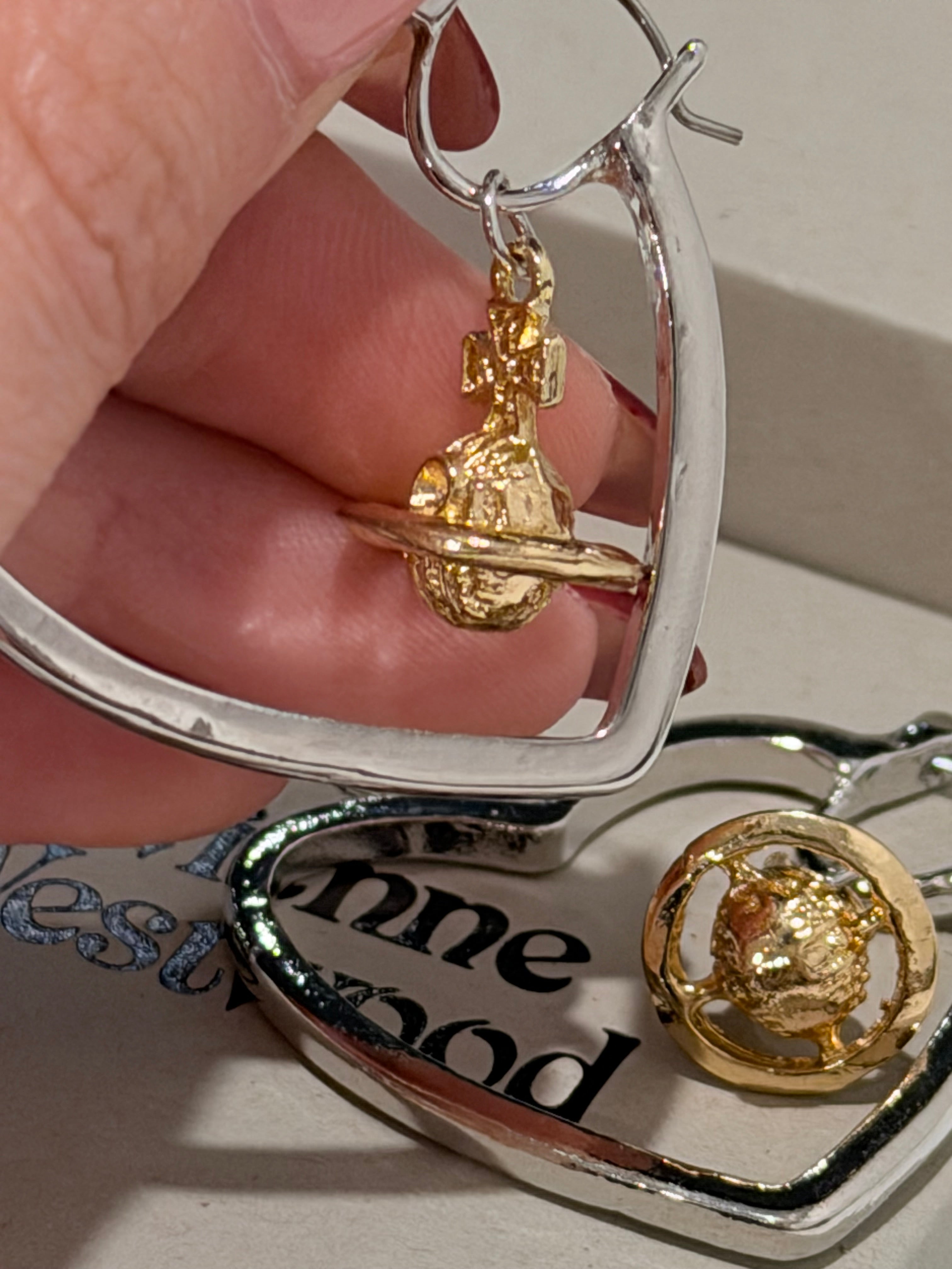 VW Heart Orb Hoop Earrings