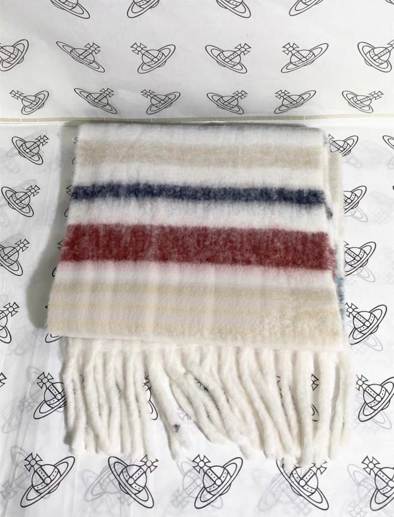 VW Orb Embroidered Scarf - White
