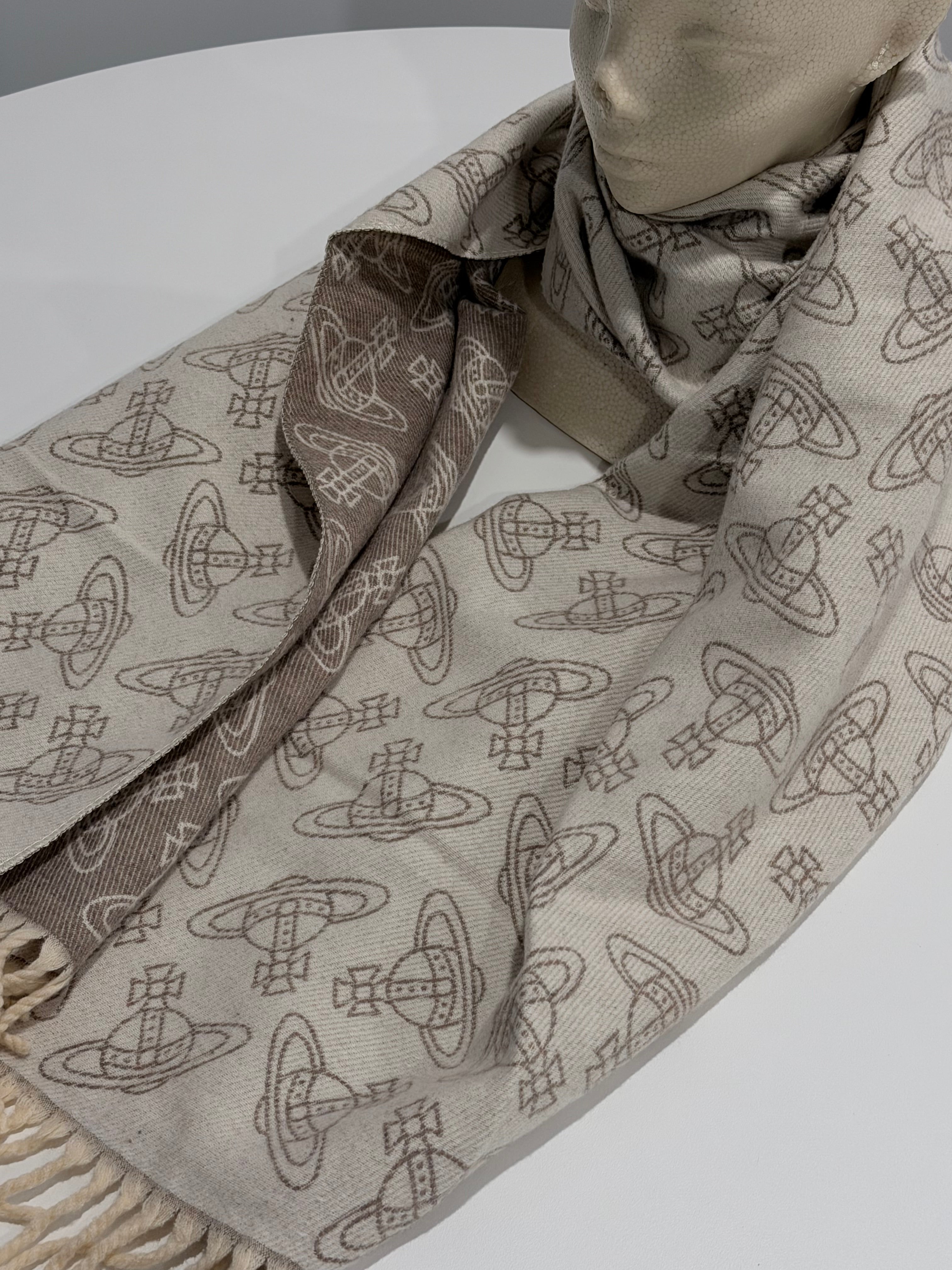 VW Double Side Allover Orb Print Scarf - Beige