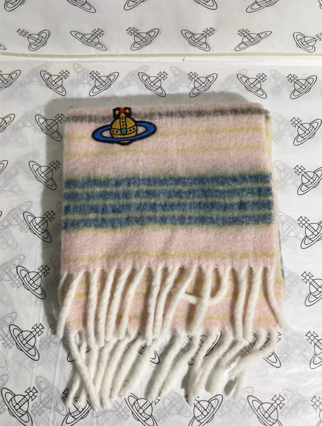 VW Orb Embroidered Scarf - Pink
