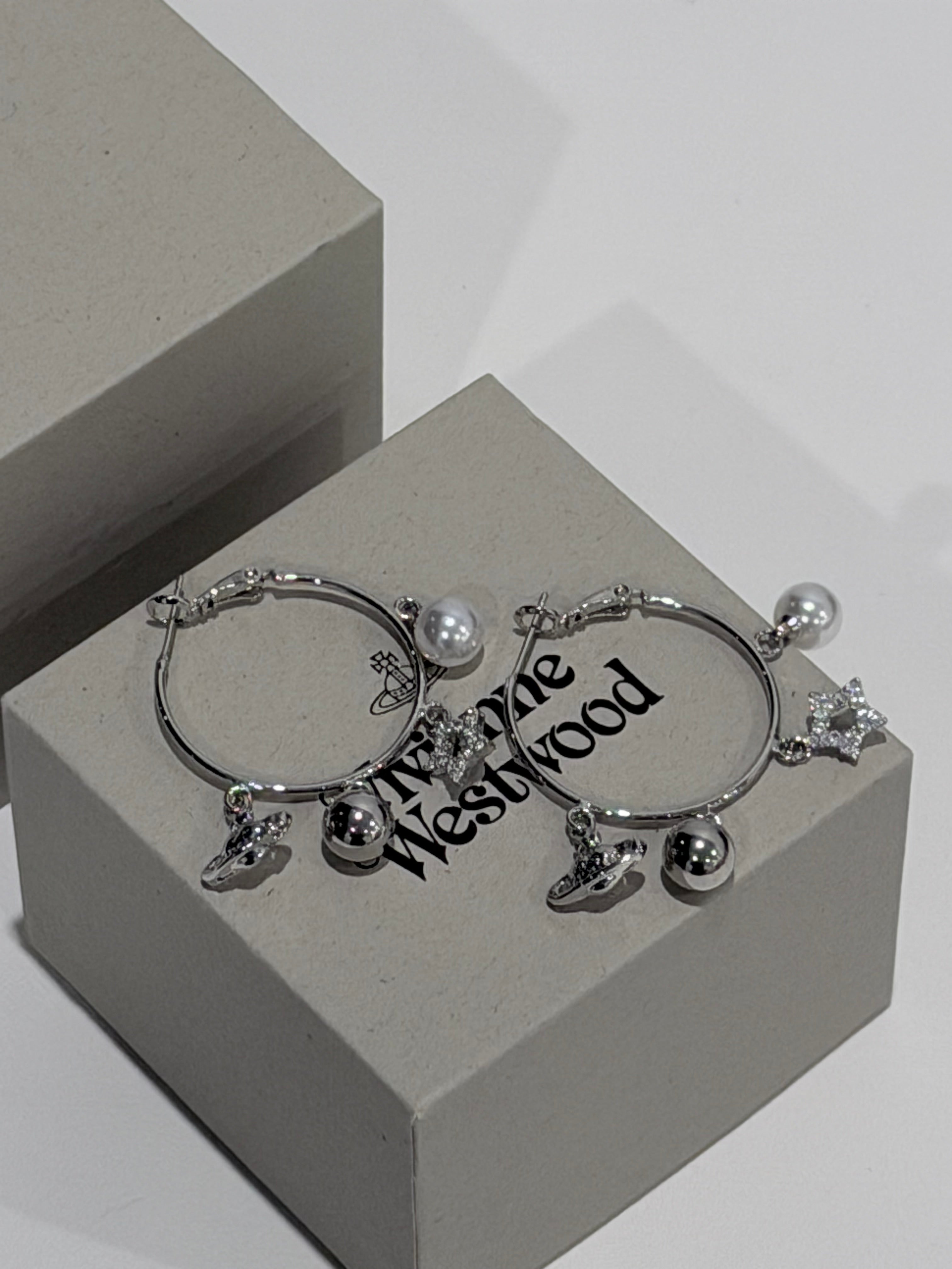 VW Mixed Charm Hoop Earrings