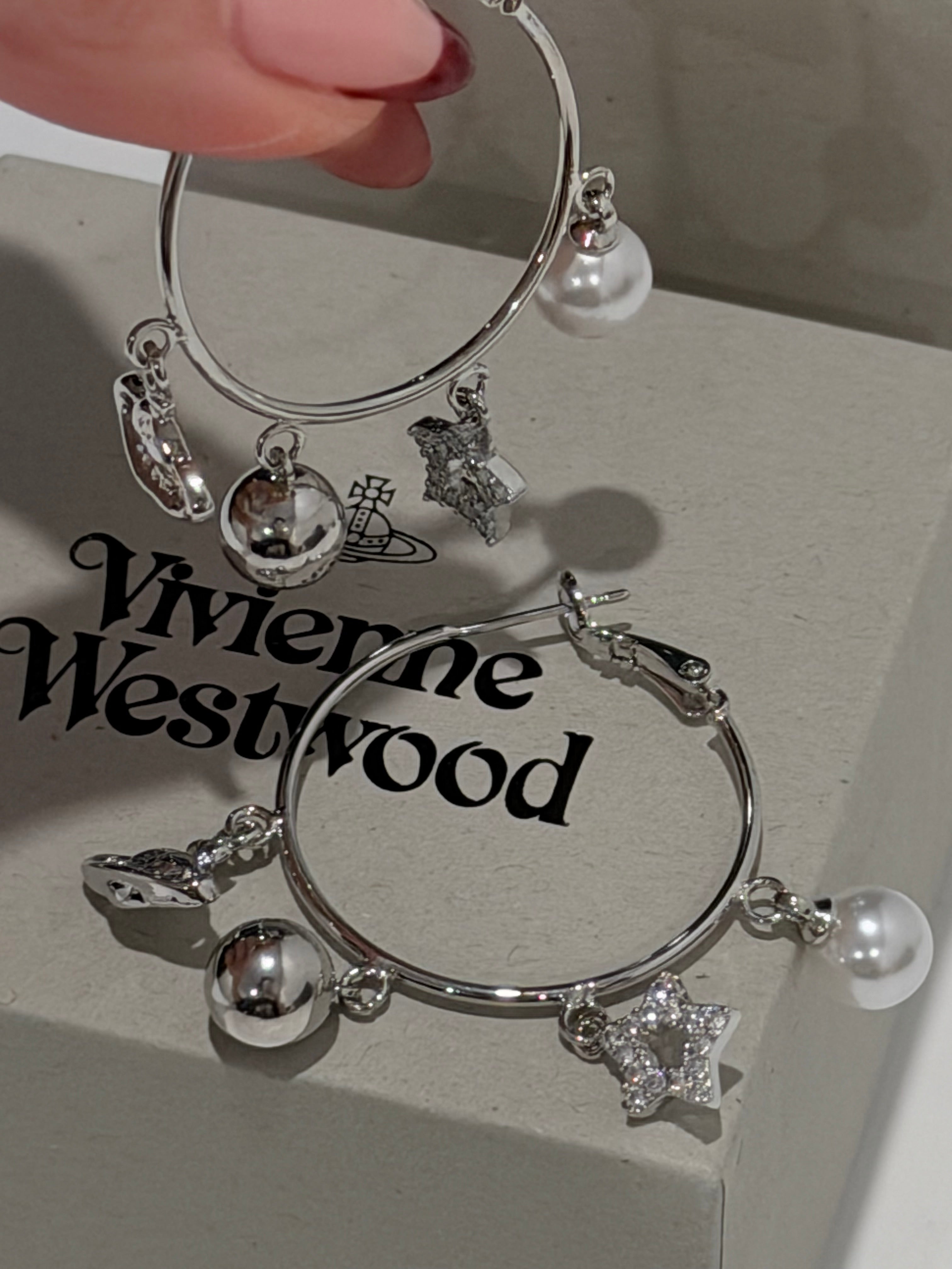 VW Mixed Charm Hoop Earrings