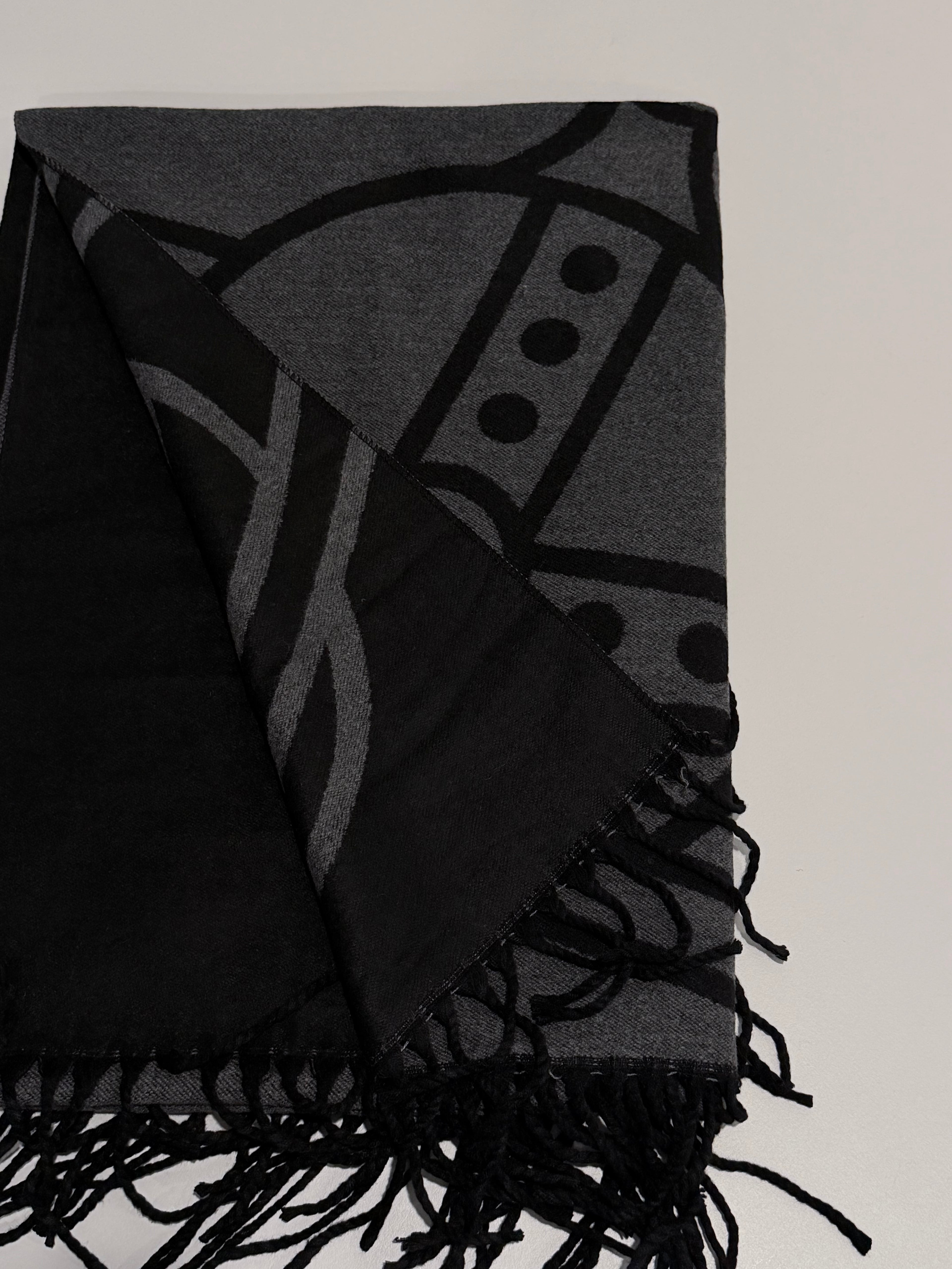 VW Double Side Single Orb Scarf - Dark Gray