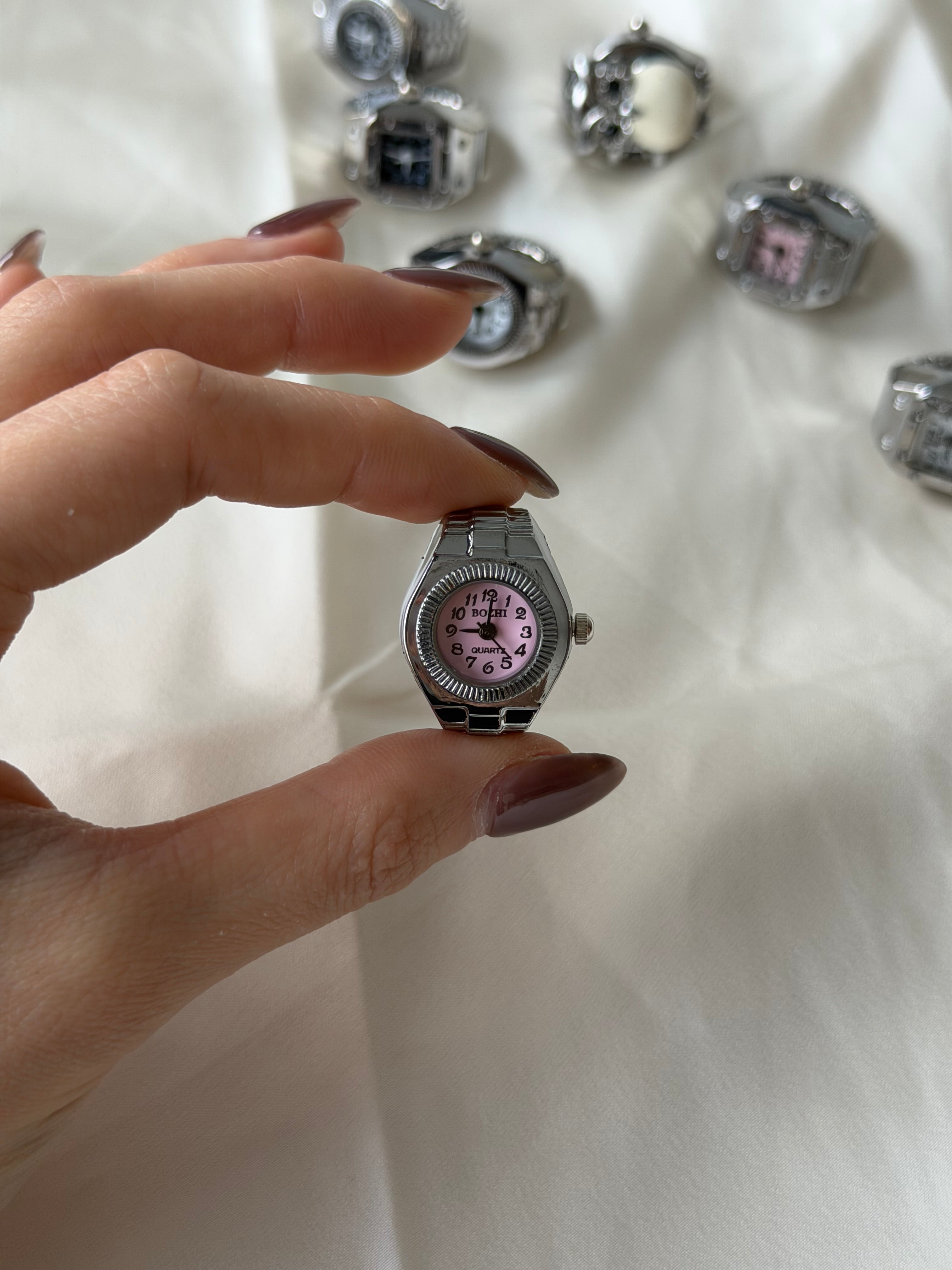 Milano Watch Ring - Silver Pink