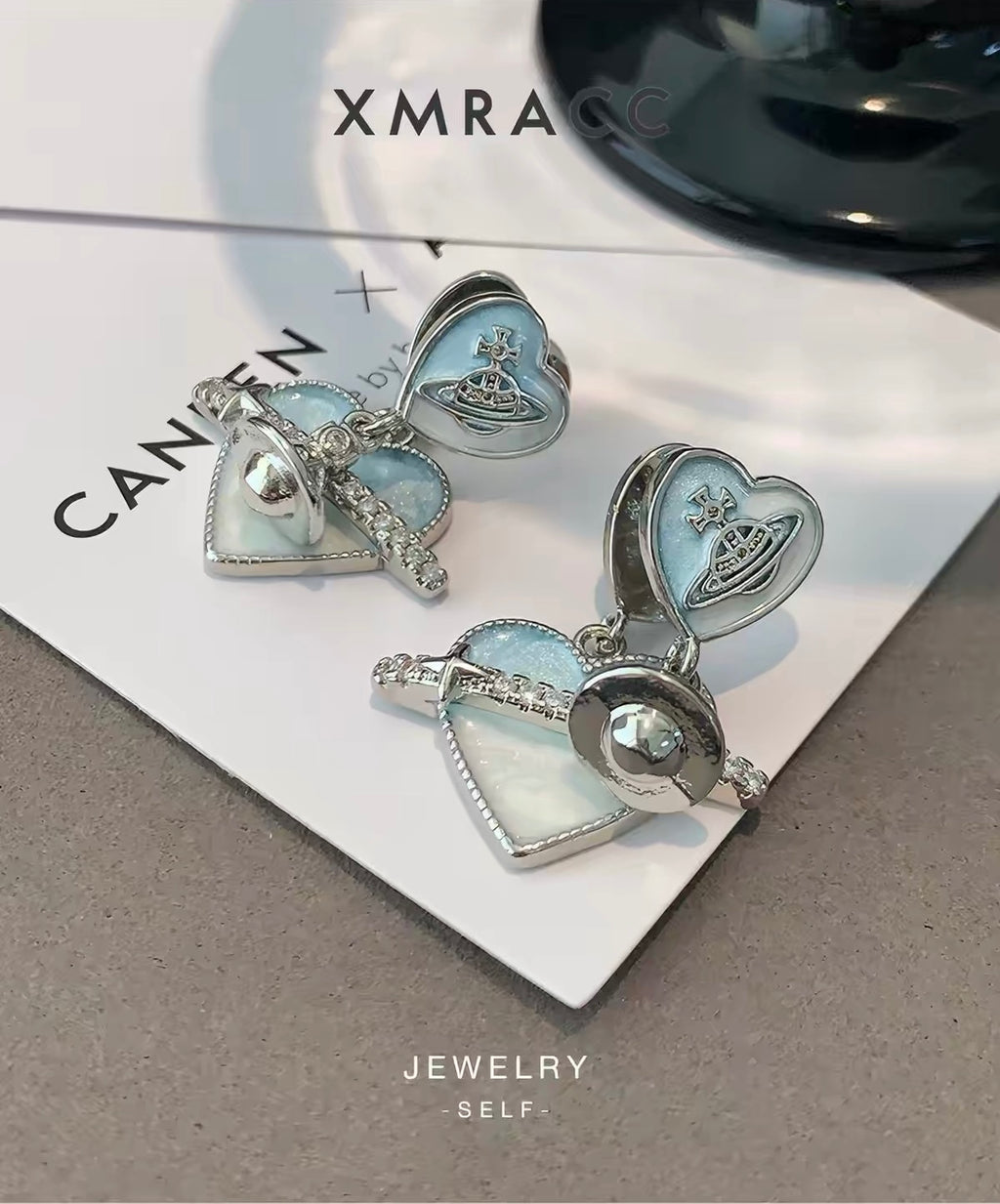 VW Heart Orb Earring Jacket Set