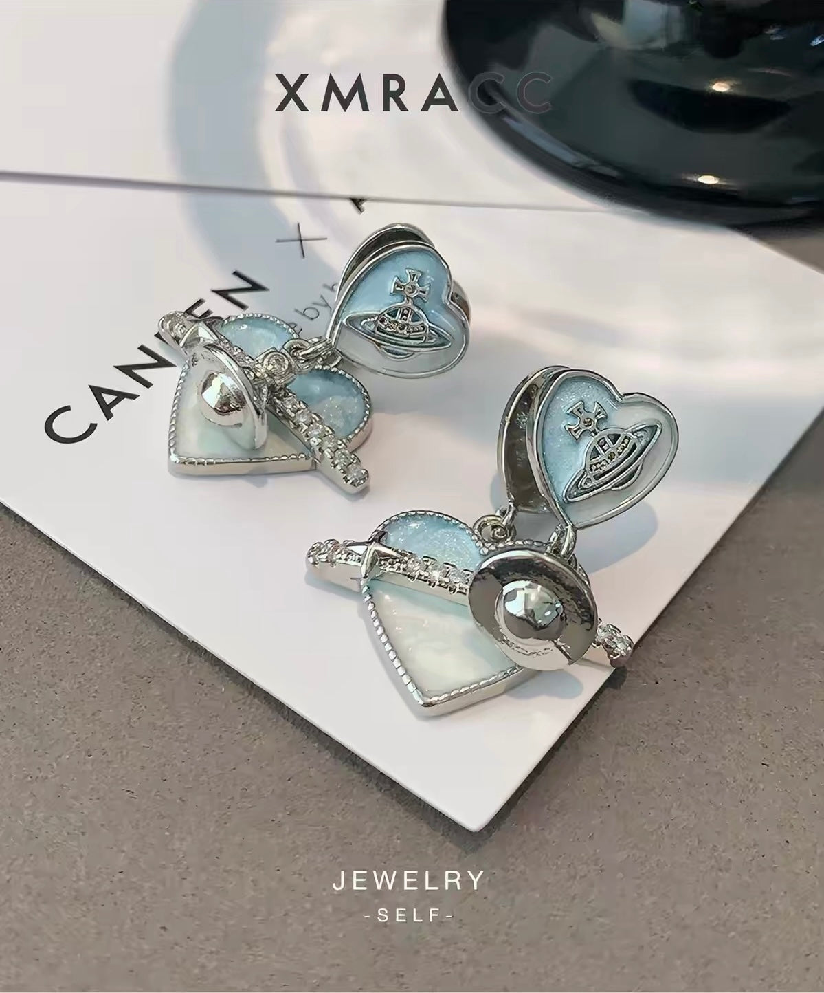 VW Heart Orb Earring Jacket Set