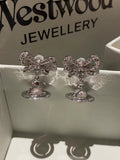VW Ribbon Orb Drop Earrings - Pink