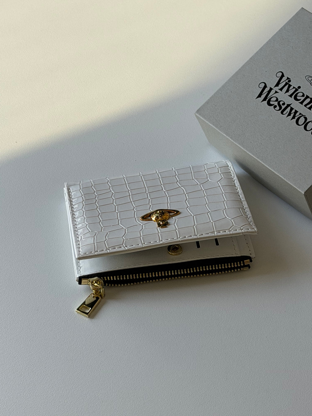 VW Slim Flap Purse - White
