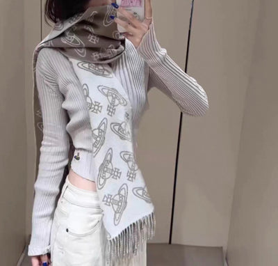 VW Double Side Allover Orb Print Scarf - Grey