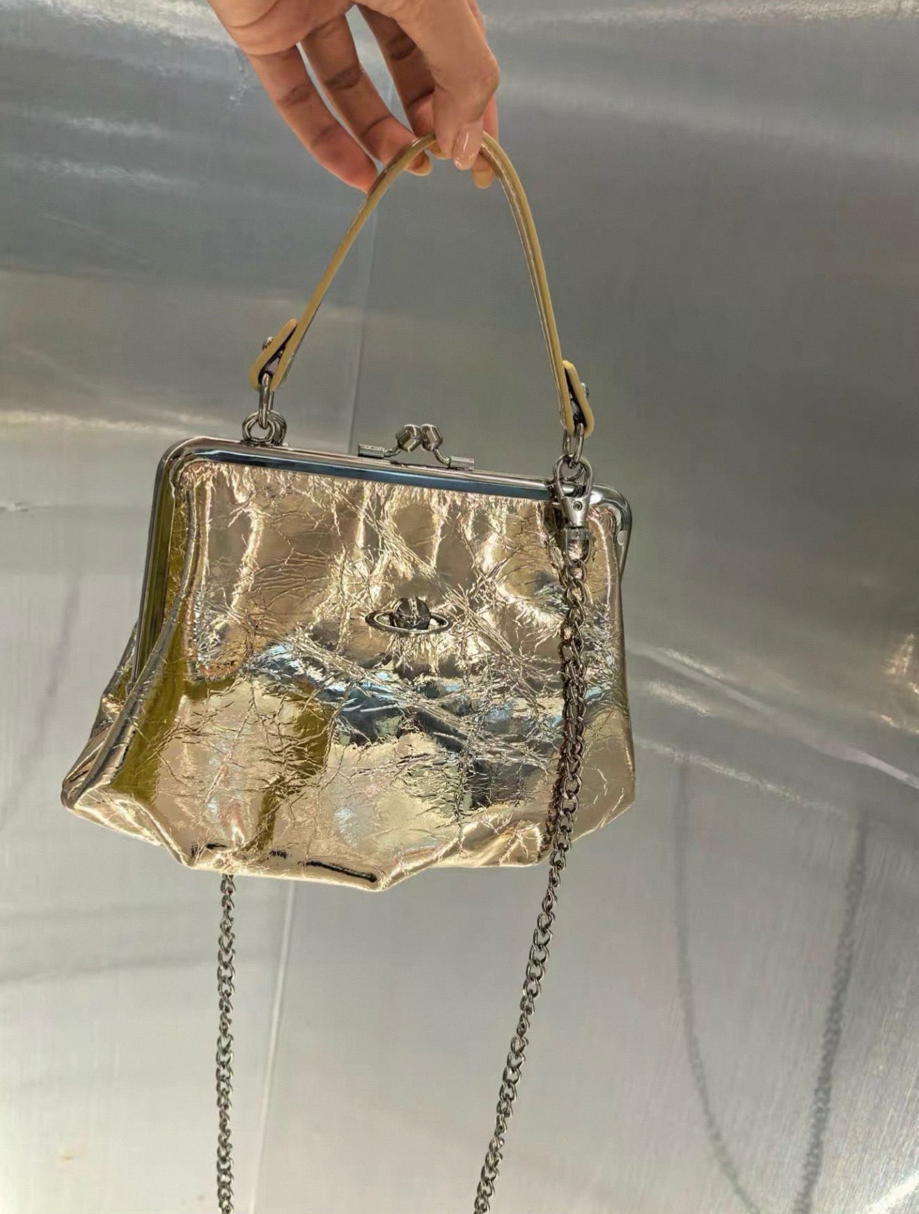 VW Granny Frame Purse - Gold
