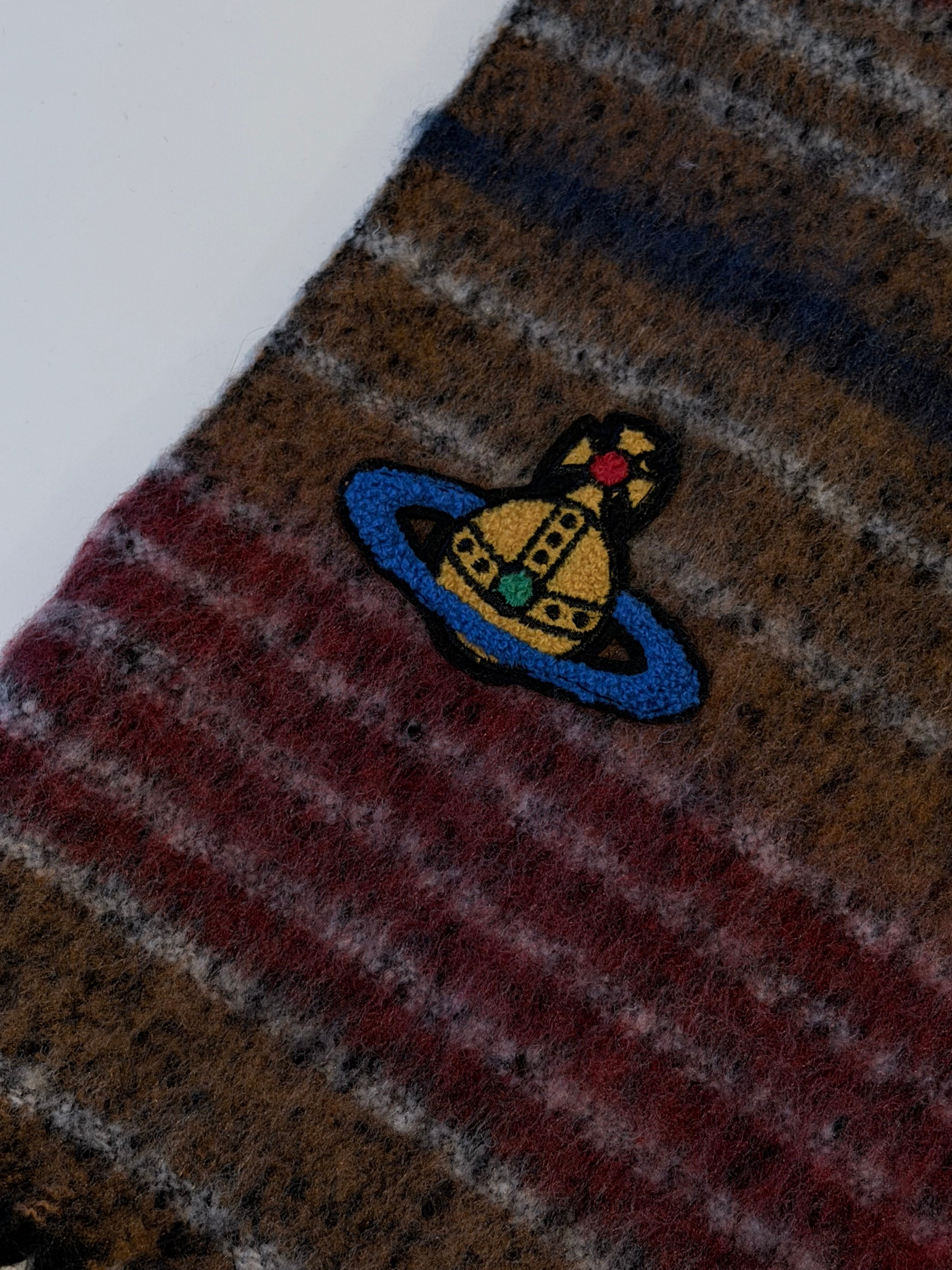 VW Orb Embroidered Scarf - Brown
