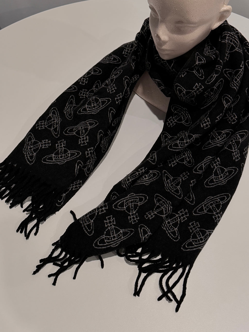 VW Double Side Allover Orb Print Scarf - Dark Gray