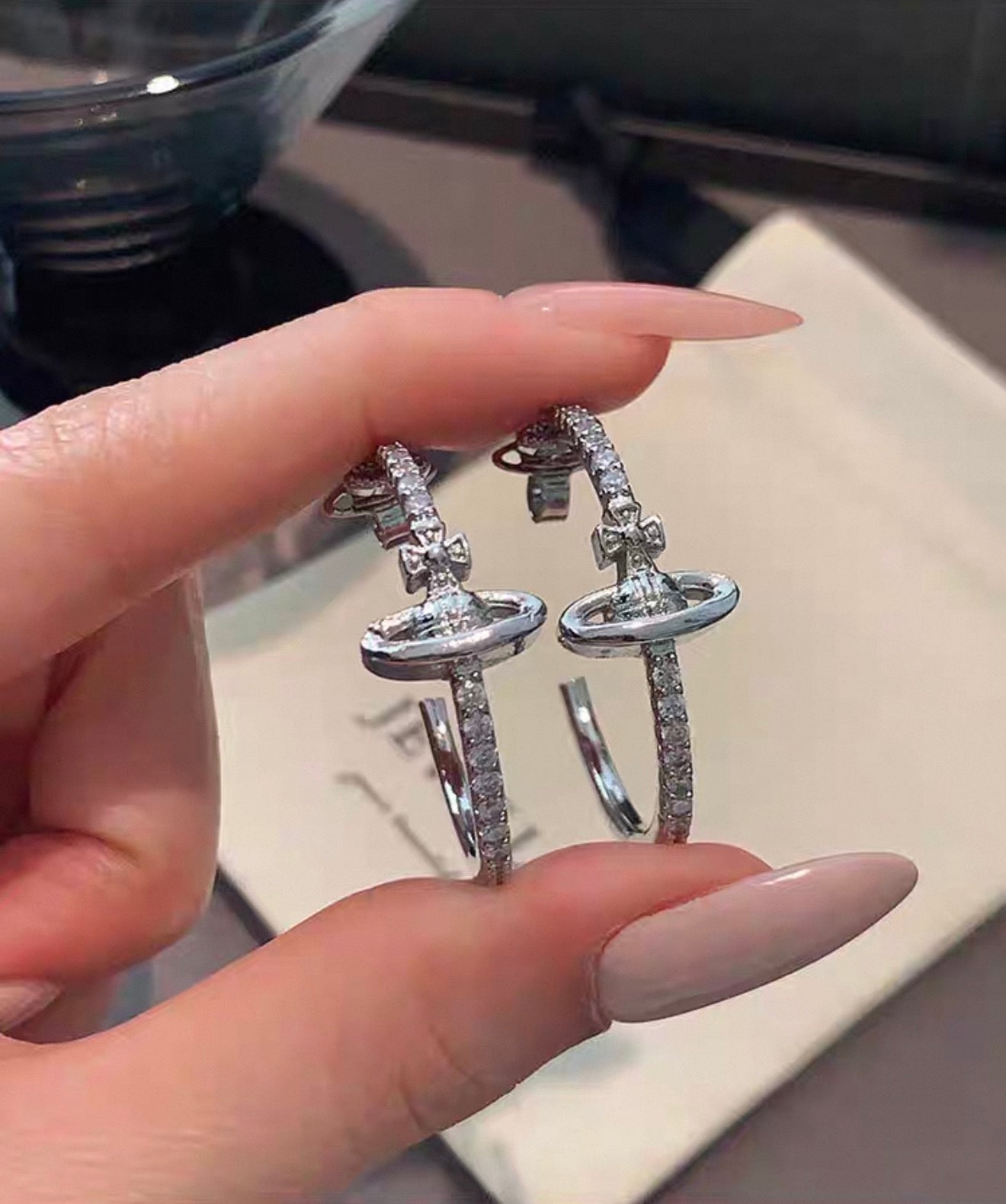 VW Bas Relief Hoop Earrings - Silver