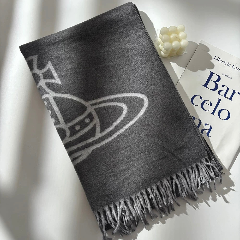 VW Single Orb And Lettering Scarf - Grey