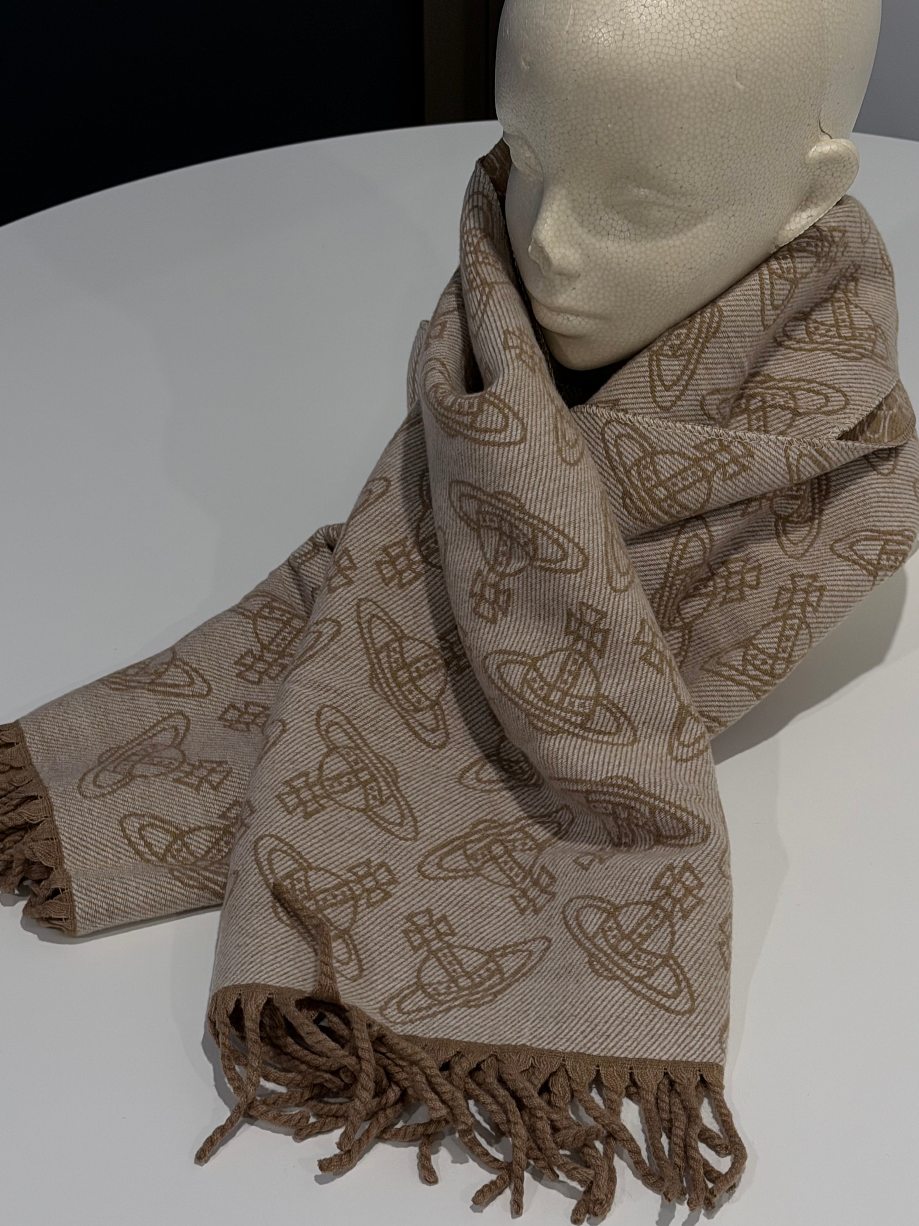 VW Double Side Allover Orb Print Scarf - Brown