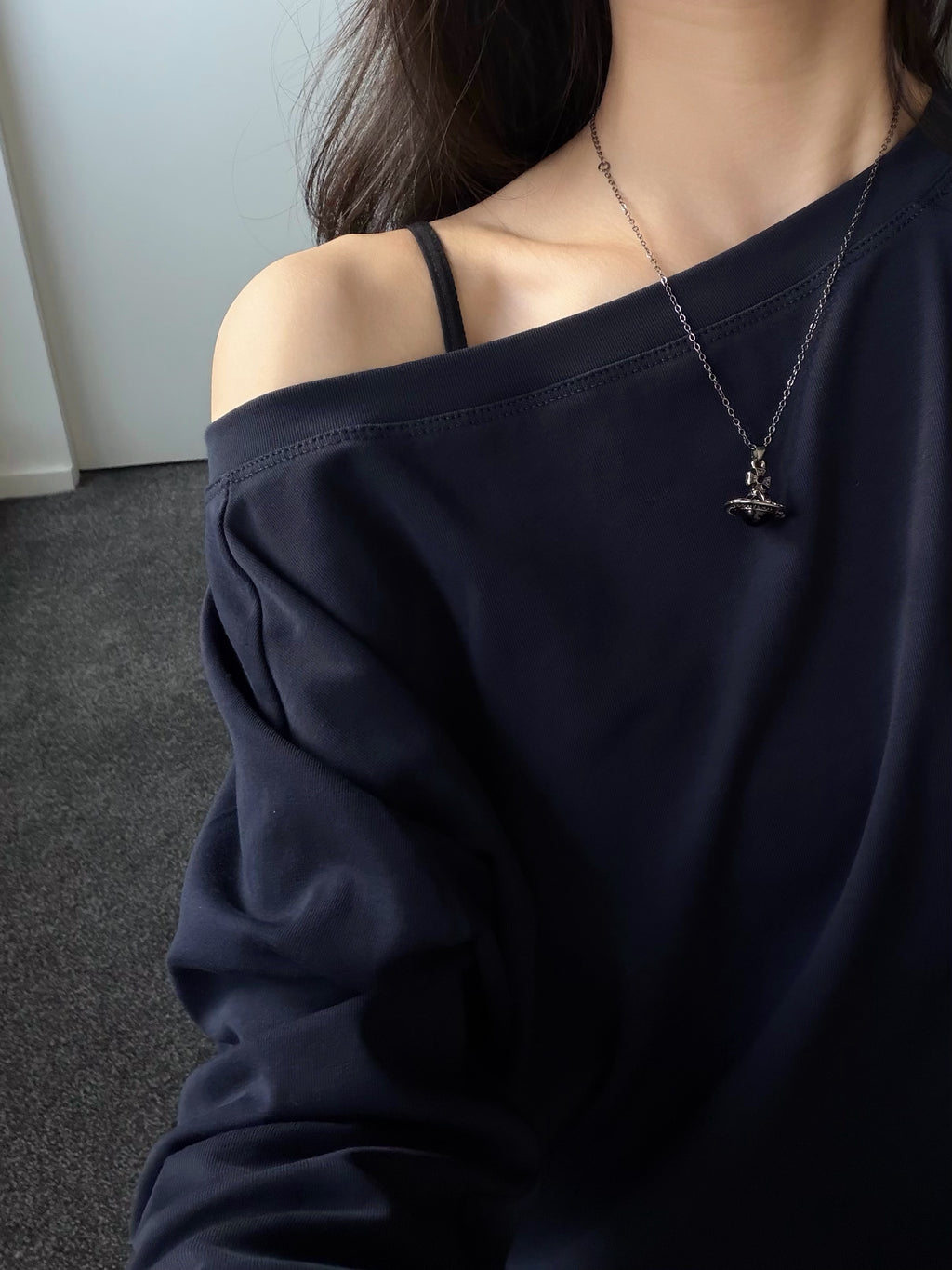 VW Orb Pendant Necklace - Black