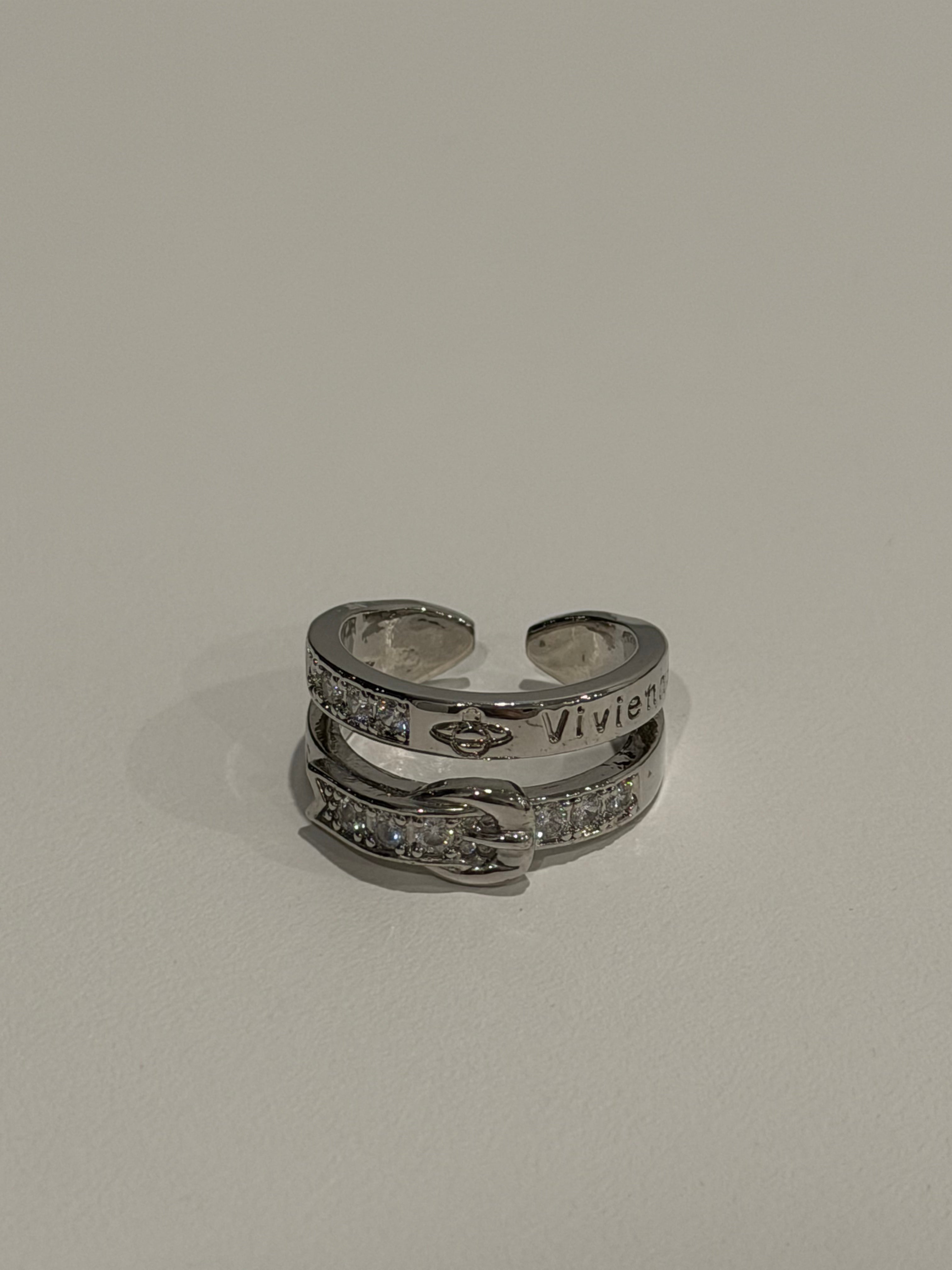 VW Buckle Double Ring - Silver