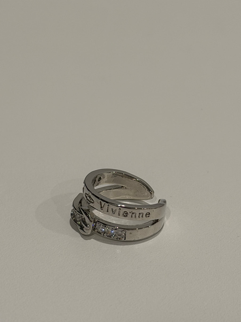 VW Buckle Double Ring - Silver