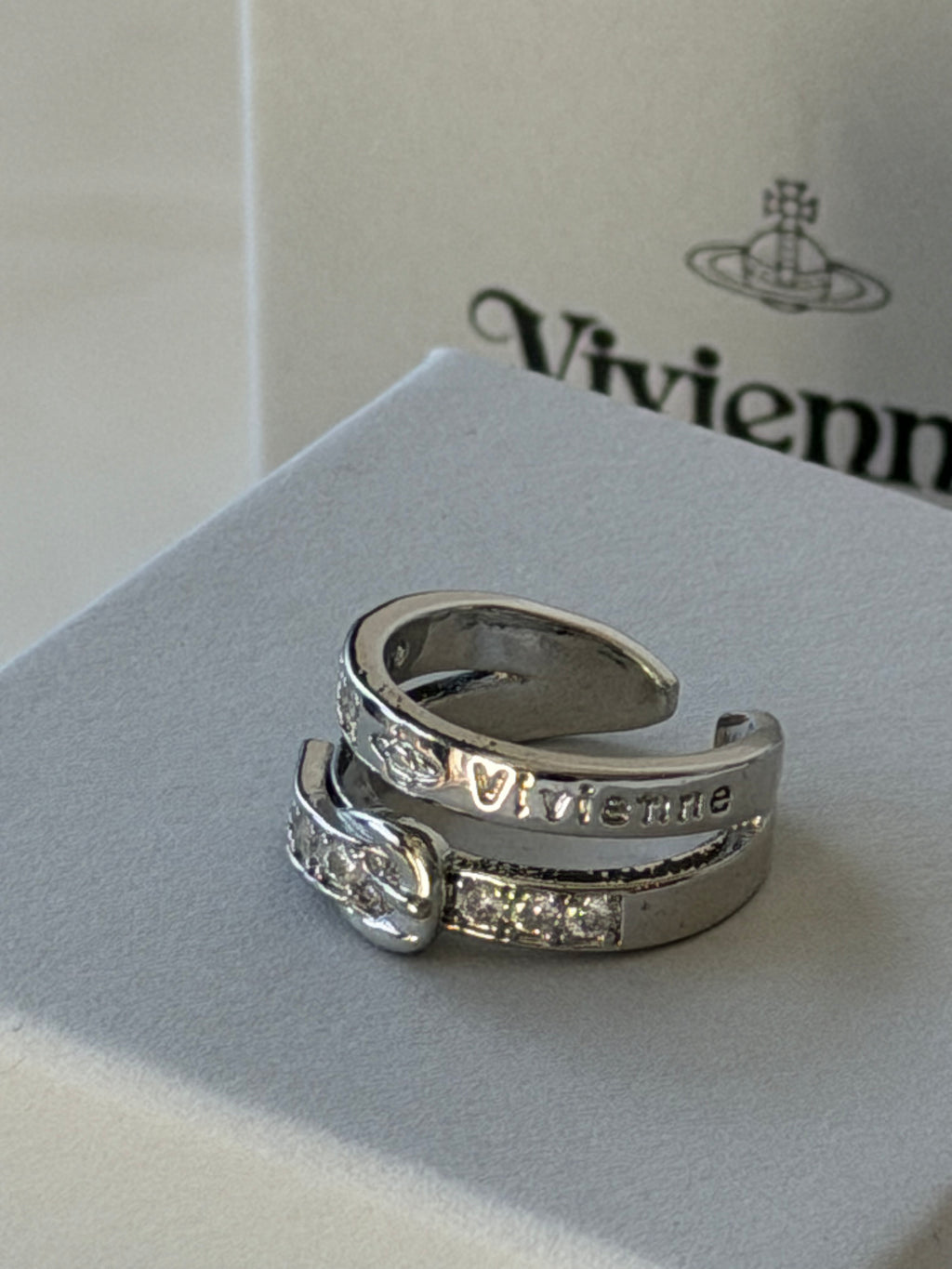 VW Buckle Double Ring - Silver