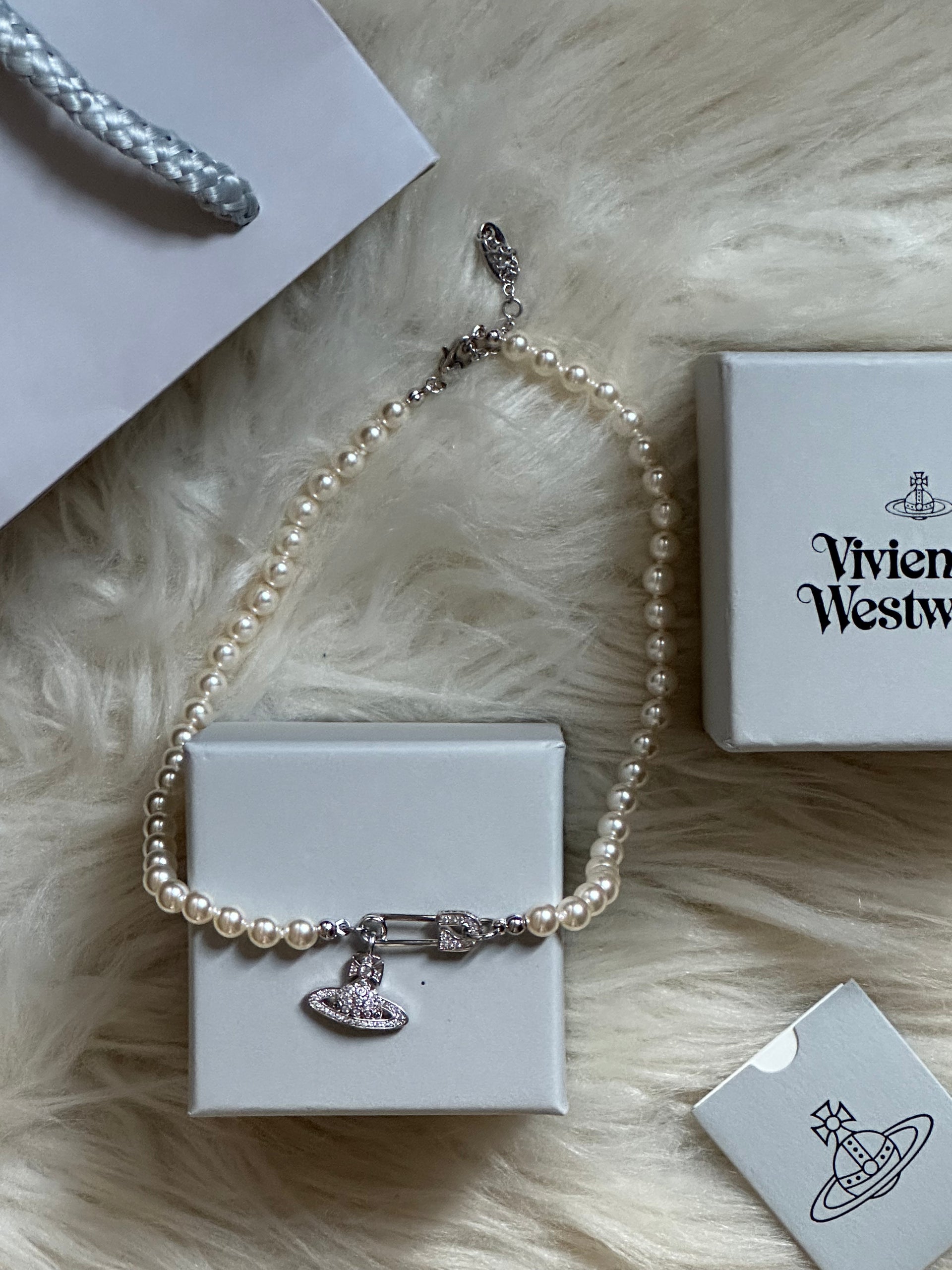 VW Lucrece Pearl Necklace - Silver – By Westlyn VW Lucrece Pearl Necklace - Silver – By Westlyn