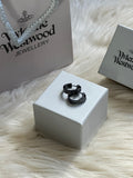 VW Orb Engraved Text Earrings - Dark Gray
