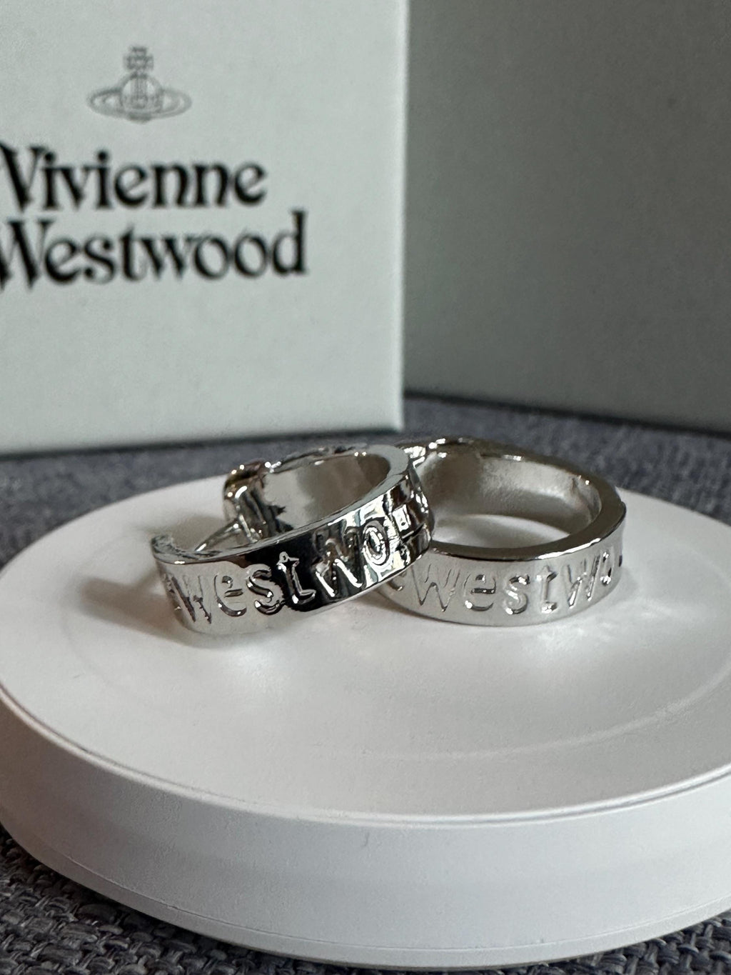 Vivienne Westwood Orb Engraved Text Earrings