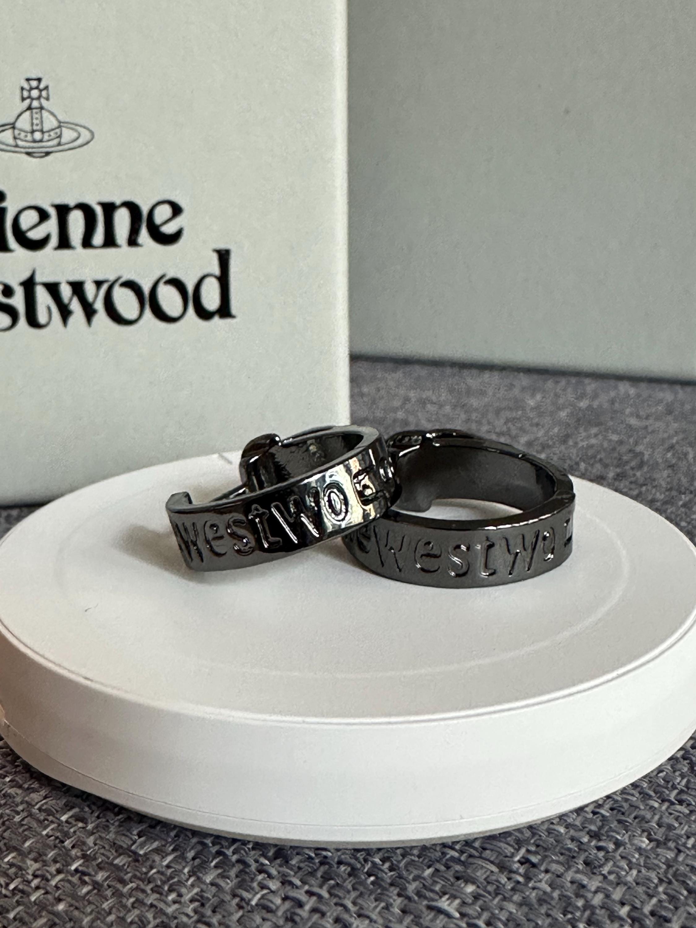 Vivienne Westwood Orb Engraved Text Earrings