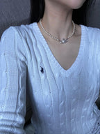 Vivienne Westwood Mini Bas Relief Pearl Choker – Silver Orb Pendant