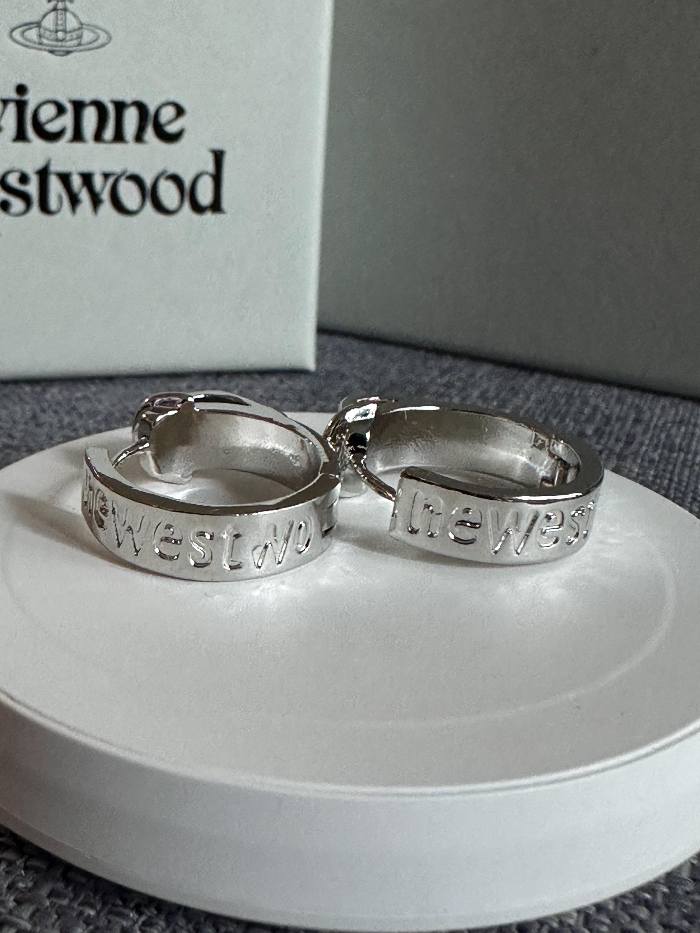 Vivienne Westwood Orb Engraved Text Earrings