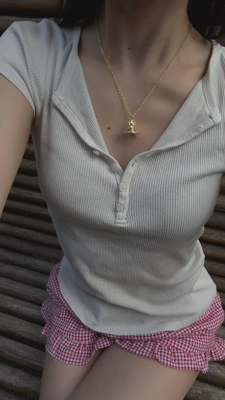VW Orb Pendant Necklace - Gold