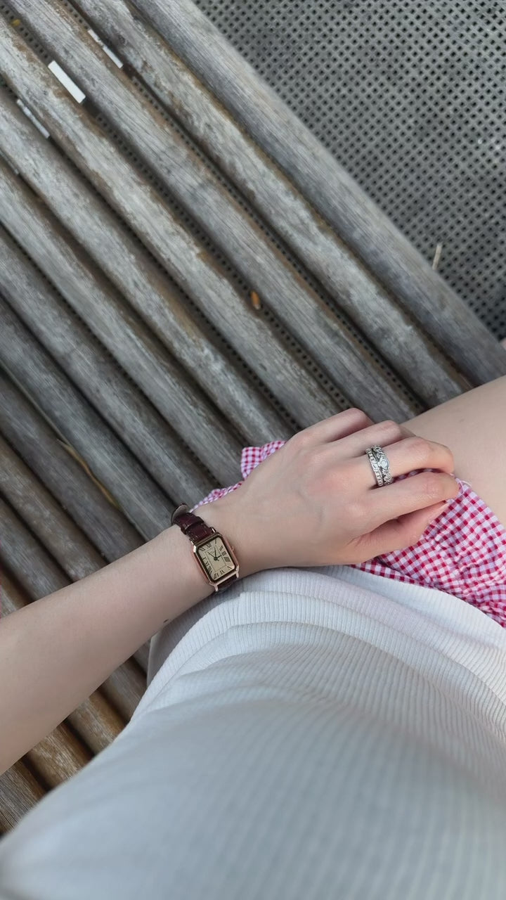 Vintage Roman Square Watch - Brown