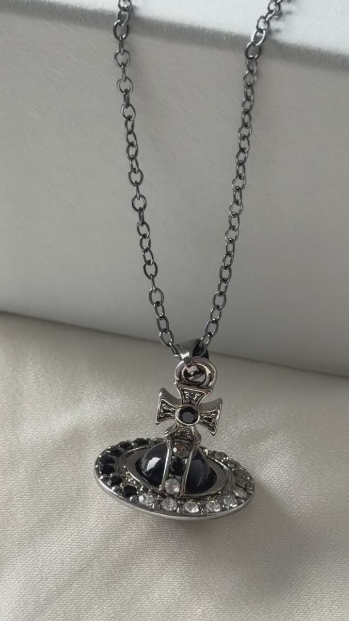 VW Orb Pendant Necklace - Black