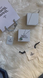 Vivienne Westwood-Inspired Mini Orb Necklace: Silver Blue-Green Pendant