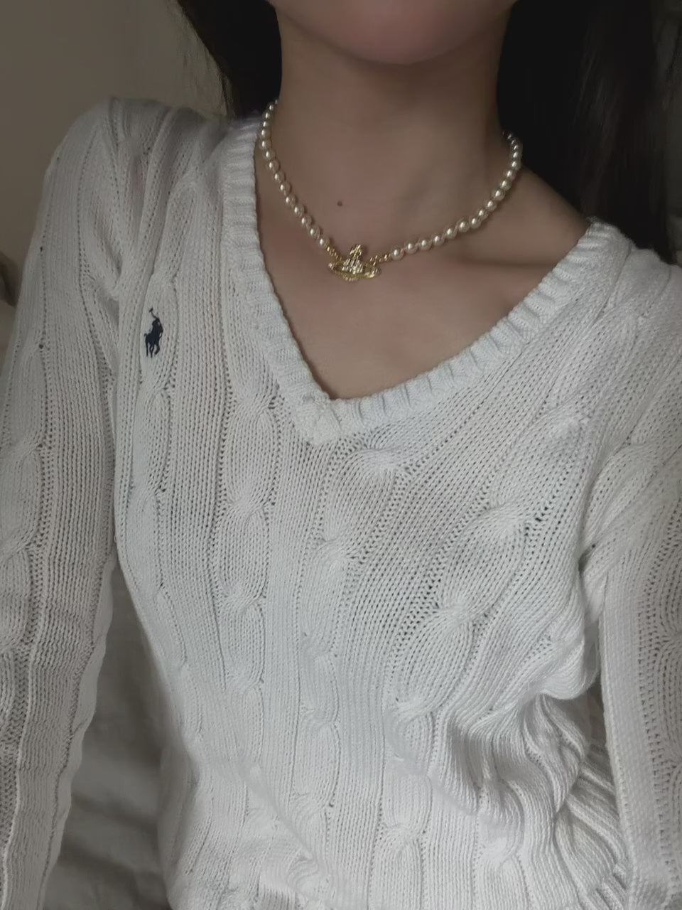 VW Mini Bas Relief Pearl Choker - Gold