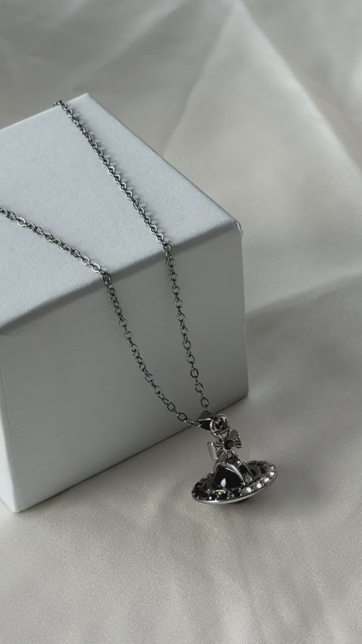VW Orb Pendant Necklace - Black