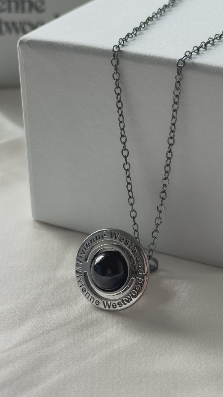 VW Orb Pendant Necklace - Black