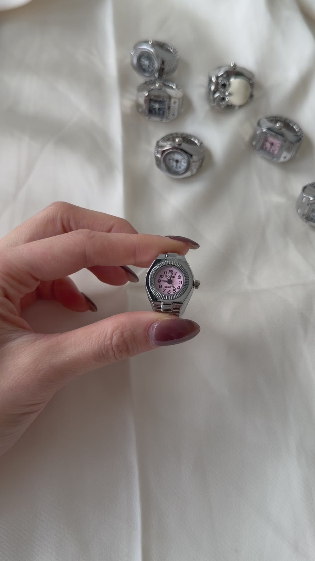 Milano Watch Ring - Silver Pink