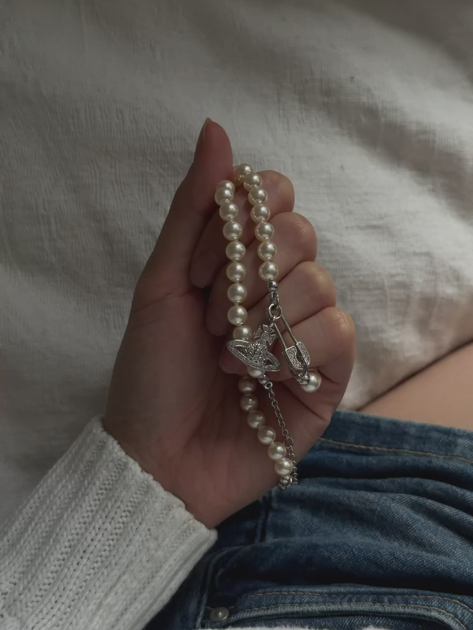 VW Lucrece Pearl Necklace - Silver