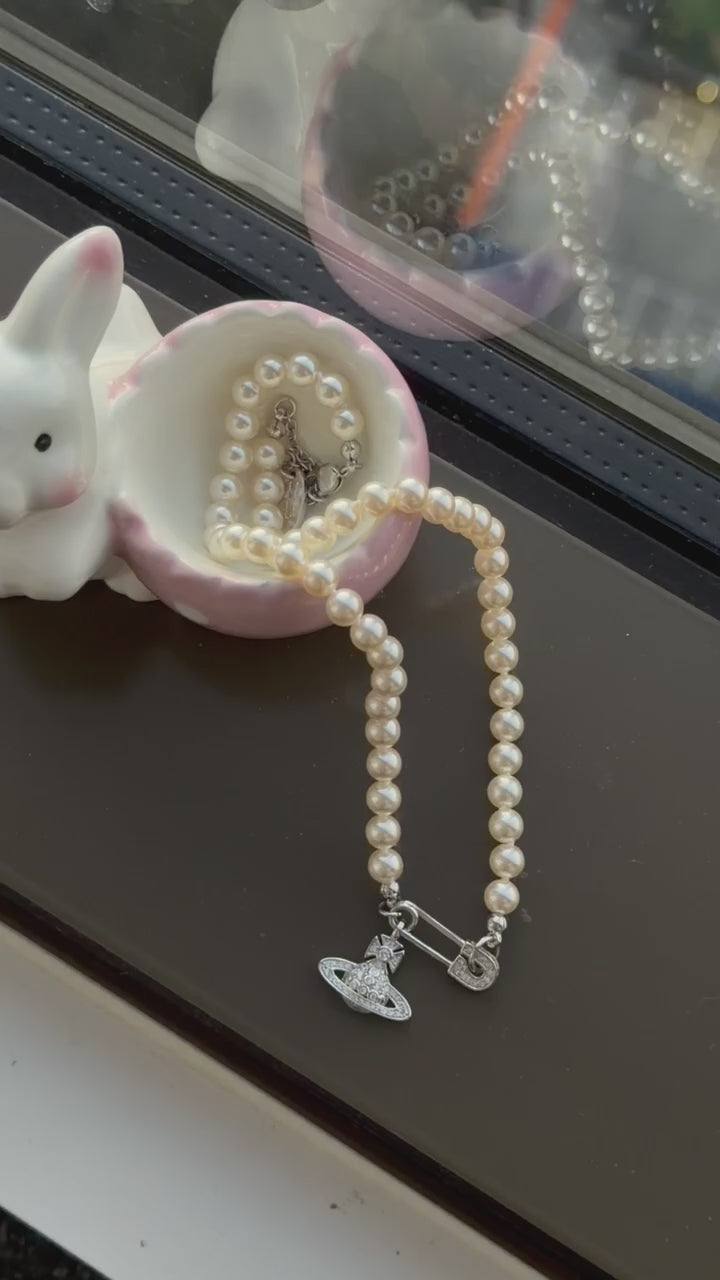VW Lucrece Pearl Necklace - Silver