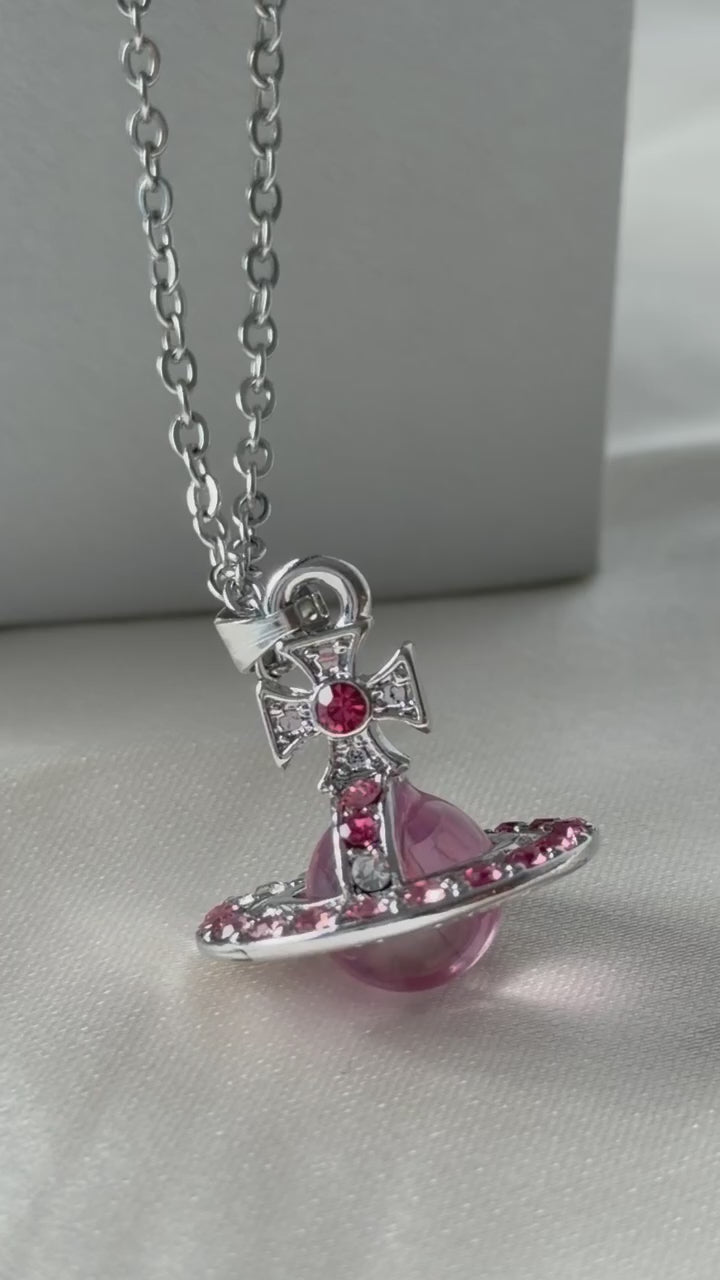VW Orb Pendant Necklace - Pink