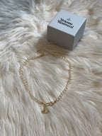 Vivienne Westwood Safety Pin Pearl Choker: Gold Orb Pendant, Y2K Necklace